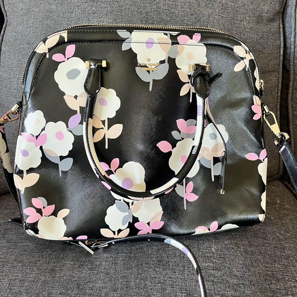 Black floral print Kate Spade bag